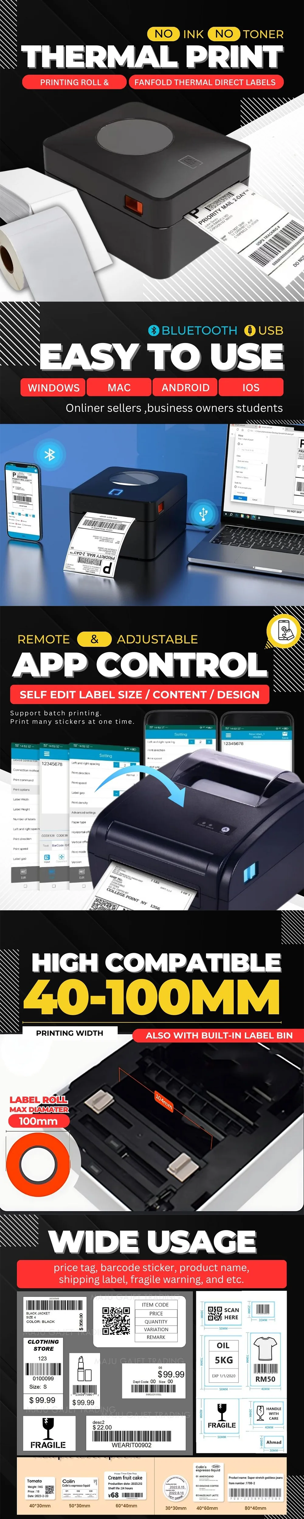 Complete SHAPY thermal printer ecommerce detail page design
